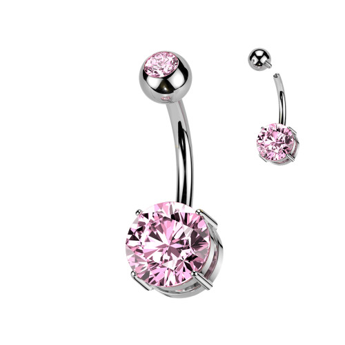 Titanový piercing do pupiku se zirkony SETIN60ST-Pink