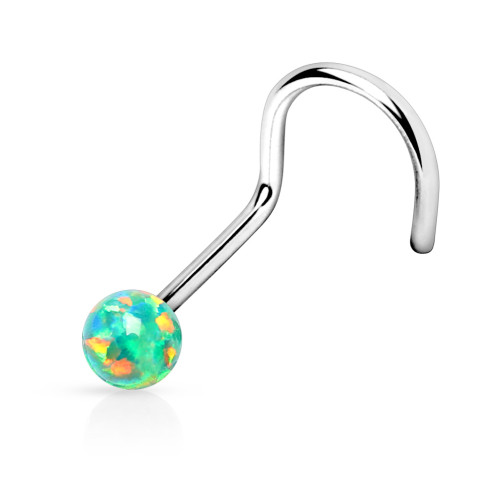 Piercing do nosu s opálem SENOSE17-Zelená