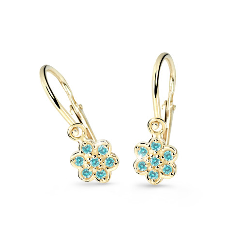 Náušnice pro miminko zlaté Cutie Jewellery C2746Z-Zelenomodrá
