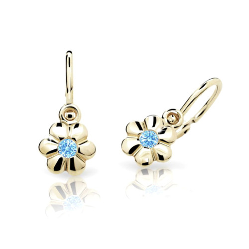 Zlaté dětské náušnice Cutie Jewellery C1736Z-Světle modrá